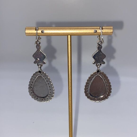 🔅🆕🔅 BoHo Vintage Silver Plated Coral Turquoise Decor Stones Drop Earrings✨ - Picture 7 of 13